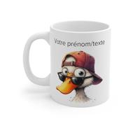 Mug personnalisable personnalisé Canard casquette lunette avec son prénom ou texte pour enfant et adulte