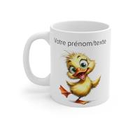 Mug personnalisable personnalisé Canard Heureux avec son prénom ou texte pour enfant et adulte