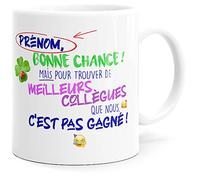 Mug Personnalisable Prénom Collègue Humour Tasse Message Drôle Personnalisé. Idée Cadeau Original Départ en Retraite Pot Mutation Travail Bureau Ami Homme Femme pour Anniversaire Noël.