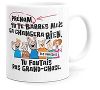 Mug Personnalisable Prénom Humour Collègue Tu te Barres Tasse Message Drôle Personnalisé. Idée Cadeau Original Départ en Retraite Pot Mutation Travail Bureau Ami Homme Femme pour Anniversaire Noël.