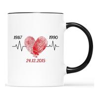 Mug Personnalisé Date - Empreintes D’Amour - Idée Cadeau Couple Amour Femme Ou Homme, Saint Valentin, Cadeau Amoureux, Cadeau Couple, Mug Personnalisé Saint Valentin, Tasse Amour