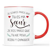 Mug Personnalisé - Je Souris Parce Que Tu Es Ma Soeur Je Ris Parce Que Tu Ne Peux Rien Y Changer - Cadeau Soeur, Cadeau Personnalisé Soeur, Tasse Soeur, Mug Soeur Personnalisé