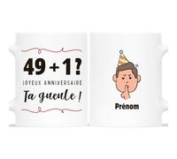 Mug Personnalisé Prénom - 49+1 Ta Gueule - Cadeau Anniversaire Personnalisé, Cadeau Anniversaire Original, Mug Humour Âge, Tasse Anniversaire, Anniversaire 50 Ans Homme