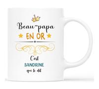 Mug Personnalisé Prénom Beau-Papa en Or - Idée Cadeau pour la Fête des Pères - Tasse