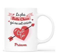 Mug Personnalisé Prénom - Belle Chose Me Soit Arrivée - Cadeau Saint Valentin, Cadeau Pour Son Amoureux, Tasse Couple Amoureux, Mug Je t'Aime, Tasses Saint Valentin, Mug Amour