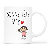 Mug Personnalisé Prénom - Bonne Fête Papy de Petite-Fille - Cadeau Noel Papy, Cadeaux Noel Papi, Cadeau Papy Personnalisé, Tasse Super Papy, Tasse Papy, Tasse Grand Pere