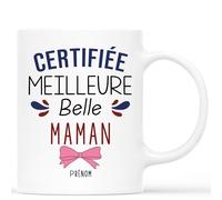Mug Personnalisé Prénom - Certifiée Meilleure Belle-Maman - Cadeau Belle Mere, Belle Maman Cadeaux, Cadeau Fete Des Belle Meres, Mug Belle Maman, Tasse Belle Maman