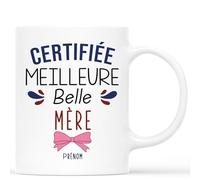 Mug Personnalisé Prénom - Certifiée Meilleure Belle-Mère - Cadeau Belle Mere, Belle Maman Cadeaux, Cadeau Fete Des Belle Meres, Mug Belle Maman, Tasse Belle Maman