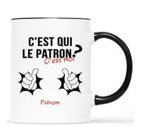 Mug Personnalisé Prénom - C'est Qui Le Patron - Cadeau Humour Pour Directeur, Chef - Tasse Humoristique Drôle Pour Homme