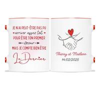 Mug Personnalisé Prénom/Date - Je Suis Ton Dernier - Cadeau Pour Son Amoureux, Cadeau Saint Valentin, Tasse Couple Amoureux, Mug Je t'Aime, Tasses Saint Valentin, Tasses Coeur