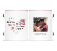 Mug Personnalisé Prénom et Photo - La Plus Belle Chose Arrivée C'Est Toi - Cadeau Personnalisé Saint Valentin, Cadeau Romantique, Cadeau Couple, Mug Personnalisé Saint Valentin