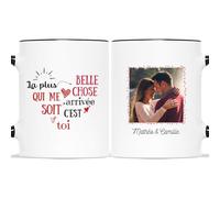 Mug Personnalisé Prénom et Photo - La Plus Belle Chose Arrivée C'Est Toi - Cadeau Personnalisé Saint Valentin, Cadeau Romantique, Cadeau Couple, Mug Personnalisé Saint Valentin