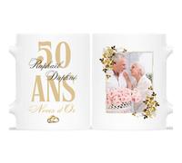 Mug Personnalisé Prénom et Photo - Noces d'Or - Idée Cadeau Anniversaire Mariage, Cadeau de Mariage Personnalisé, Cadeau 50 Ans de Mariage, Cadeau Personnalisé Mariage