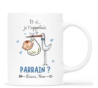 Mug Personnalisé Prénom - Et Si... Je t'Appelais Parrain ? - Cadeau Parrain Marraine Bapteme, Cadeau Parrain, Cadeau Parrain Personnalisé, Tasse Parrain Marraine Bapteme
