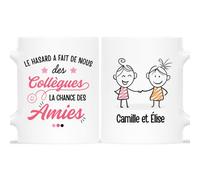 Mug Personnalisé Prénom - Hasard Fait des Collègues Chance des Amies - Cadeau Pour Collègue, Cadeau Personnalisé Collegue, Tasse Personnalisable Collegue, Mug Meilleure Collegue