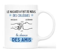 Mug Personnalisé Prénom - Hasard Fait des Collègues Chance des Amis - Cadeau Pour Collègue, Cadeau Personnalisé Collegue, Mug Meilleure Collegue, Tasse Personnalisable Collegue