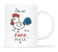 Mug Personnalisé Prénom - J'ai Un Papa Poule - Cadeau Fete des Pere Personnalisé, Tasse Personnalisable Fete des Pere, Mug Personnalisé Fete des Peres