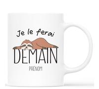 Mug Personnalisé Prénom - Je Le Ferai Demain - Tasse a cafe Humour, Mug Drole, Tasse Humoristique, Mug Drole Homme, Tasse Rigolote Femme, Mug Rigolo Femme (Blanc)
