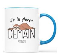 Mug Personnalisé Prénom - Je Le Ferai Demain - Tasse a cafe Humour, Mug Drole, Tasse Humoristique, Mug Drole Homme, Tasse Rigolote Femme, Mug Rigolo Femme (Ciel-Bleu)