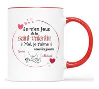 Mug Personnalisé Prénom - Je M'en Fous De La Saint Valentine - Cadeau Saint Valentin, Cadeau Amoureux, Cadeau Couple, Mug Personnalisé Saint Valentin, Tasse Amour