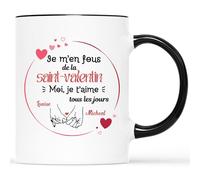 Mug Personnalisé Prénom - Je M'en Fous De La Saint Valentine - Cadeau Saint Valentin, Cadeau Amoureux, Cadeau Couple, Mug Personnalisé Saint Valentin, Tasse Amour