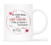 Mug Personnalisé Prénom - Je M'en Fous De La Saint Valentine - Cadeau Saint Valentin, Cadeau Amoureux, Cadeau Couple, Mug Personnalisé Saint Valentin, Tasse Amour