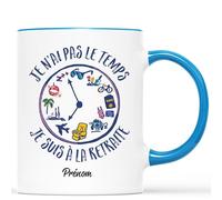 Mug Personnalisé Prénom - Je n'Ai Pas Le Temps Je Suis À La Retraite - Cadeau Départ Collègue, Cadeau Retraite, Cadeau Depart Retraite Humoristique, Mug Retraite, Tasse Retraite