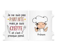Mug Personnalisé Prénom - Je Ne Suis Pas Parfaite Mais Je Suis Cheffe - Cadeau Cuisine, Humour, Tasse Pour Cuisinier