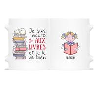 Mug Personnalisé Prénom - Je Suis Accro Aux Livres - Tasse a cafe Humour, Mug Drole, Tasse Humoristique, Mug Rigolo Femme, Tasse Rigolote Femme, Mug Humour Femme, Mug Drole Femme