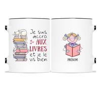 Mug Personnalisé Prénom - Je Suis Accro Aux Livres - Tasse a cafe Humour, Mug Drole, Tasse Humoristique, Mug Rigolo Femme, Tasse Rigolote Femme, Mug Humour Femme, Mug Drole Femme