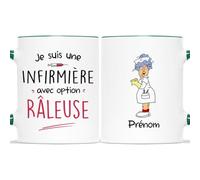 Mug Personnalisé Prénom - Je Suis Une Infirmière Avec Option Râleuse - Cadeau Infirmière et Aide Soignante Femme