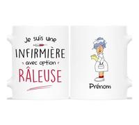 Mug Personnalisé Prénom - Je Suis Une Infirmière Avec Option Râleuse - Cadeau Infirmière et Aide Soignante Femme