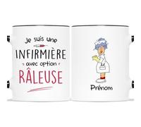 Mug Personnalisé Prénom - Je Suis Une Infirmière Avec Option Râleuse - Cadeau Infirmière et Aide Soignante Femme