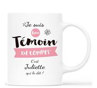 Mug Personnalisé Prénom - Je Suis Une Témoin De Compet' - Cadeau Annonce Témoin de Mariage, Tasse Témoin, Mug Demande Future Témoin