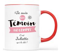 Mug Personnalisé Prénom - Je Suis Une Témoin De Compet' - Cadeau Annonce Témoin de Mariage, Tasse Témoin, Mug Demande Future Témoin