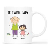 Mug Personnalisé Prénom - Je T’aime, Papy - Cadeau Fete Papy, Cadeau Anniversaire Papy, Cadeau Papy Personnalisé, Tasse Super Papy, Tasse Papy, Tasse Grand Pere