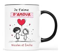 Mug Personnalisé Prénom - Je t'Aime d'Amour - Cadeau Saint Valentin, Cadeau Pour Son Amoureux, Tasse Couple Amoureux, Mug Je t'Aime, Tasses Saint Valentin, Tasse Amoureux