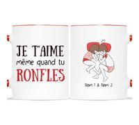 Mug Personnalisé Prénom - Je t'Aime Même Quand Tu Ronfles - Cadeau Couple Personnalisé, Tasse Couple Personnalisable, Tasse Amour, Mug Couple Amoureux Personnalisé