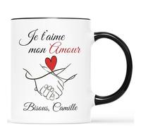 Mug Personnalisé Prénom - Je t'Aime Mon Amour - Cadeau Saint Valentin, Cadeau Pour Son Amoureux, Tasse Couple Amoureux, Mug Je t'Aime, Tasses Saint Valentin, Tasse Amoureux