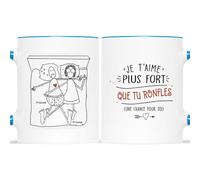 Mug Personnalisé Prénom - Je T'aime Plus Fort Que Tu Ronfles - Cadeau Personnalisé Maitresse, Cadeau Couple Personnalisé, Tasse Couple Personnalisable