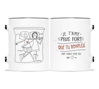 Mug Personnalisé Prénom - Je T'aime Plus Fort Que Tu Ronfles - Cadeau Personnalisé Maitresse, Cadeau Couple Personnalisé, Tasse Couple Personnalisable