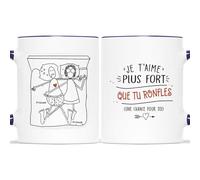 Mug Personnalisé Prénom - Je T'aime Plus Fort Que Tu Ronfles - Cadeau Personnalisé Maitresse, Cadeau Couple Personnalisé, Tasse Couple Personnalisable