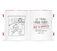 Mug Personnalisé Prénom - Je T'aime Plus Fort Que Tu Ronfles - Cadeau Personnalisé Maitresse, Cadeau Couple Personnalisé, Tasse Couple Personnalisable