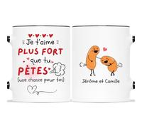 Mug Personnalisé Prénom - Je t'Aime Que Tu Pètes - Cadeau Pour Son Amoureux, Cadeau Saint Valentin, Tasse Couple Amoureux, Mug Je t'Aime, Tasses Saint Valentin, Tasse Amour