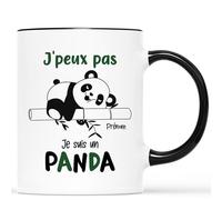 Mug Personnalisé Prénom - J'peux Pas J'suis Un Panda - Tasse a cafe Humour, Mug Drole, Tasse Humoristique, Tasse Rigolote Femme, Mug Drole Homme
