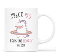 Mug Personnalisé Prénom - J'peux Pas J'suis Une Licorne - Tasse a cafe Humour, Mug Drole, Tasse Humoristique, Tasse Rigolote Femme, Mug Drole Homme