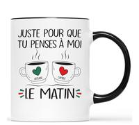 Mug Personnalisé Prénom - Juste Pour Que Tu Penses À Moi Le Matin - Cadeau Couple Personnalisé, Tasse Couple Personnalisable, Tasse Personnalisée Saint Valentin, Tasse Amour