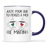 Mug Personnalisé Prénom - Juste Pour Que Tu Penses À Moi Le Matin - Cadeau Couple Personnalisé, Tasse Couple Personnalisable, Tasse Personnalisée Saint Valentin, Tasse Amour
