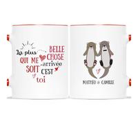 Mug Personnalisé Prénom - La Plus Belle Chose Arrivée C'Est Toi - Cadeau Personnalisé Saint Valentin, Cadeau Romantique, Cadeau Couple Amoureux, Mug Personnalisé Saint Valentin