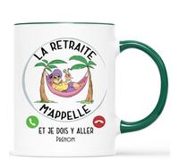 Mug Personnalisé Prénom - La Retraite M'appelle Et Je Dois Y Aller - Cadeau Retraite Femme, Cadeau Retraite Homme, Cadeau Depart Retraite Humoristique,Mug Retraite,Tasse Retraite